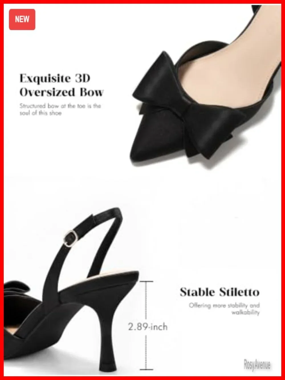 Womens Slingback Kitten Heels Bow Satin Closed Pointed Toe Pumps D'Orsay Slip